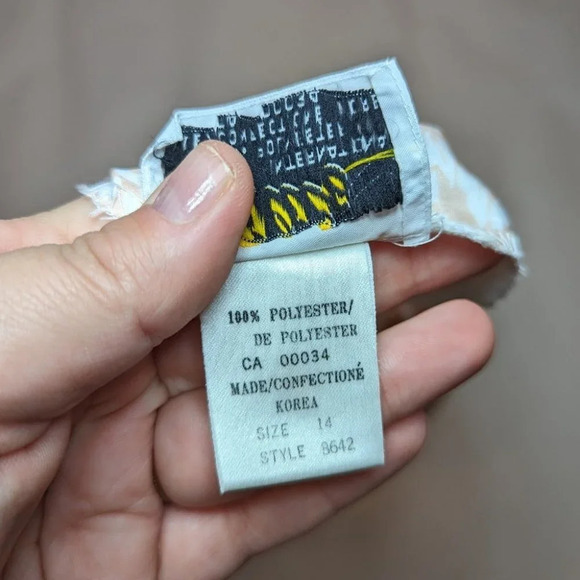 Vintage Elite Floral Peach Pink Peplum Pleated Button Down Top Woman 14  Barbie - Picture 6 of 8